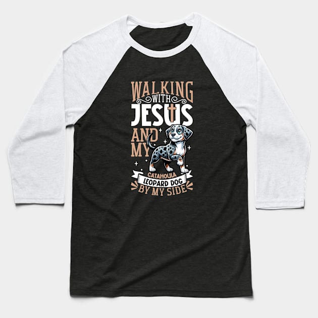 Jesus and dog - Catahoula Leopard Dog Baseball T-Shirt by Modern Medieval Design